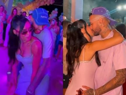 Inseparáveis! Neymar e Bruna Biancardi curtem agarradinhos em festa de Mavie