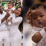 Dia emocionante! Bento, filho de Thiaguinho e Carol Peixinho, é batizado aos oito meses