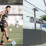 Após dia de pressão, torcedores exibem faixa de apoio a Neymar no CT do Santos