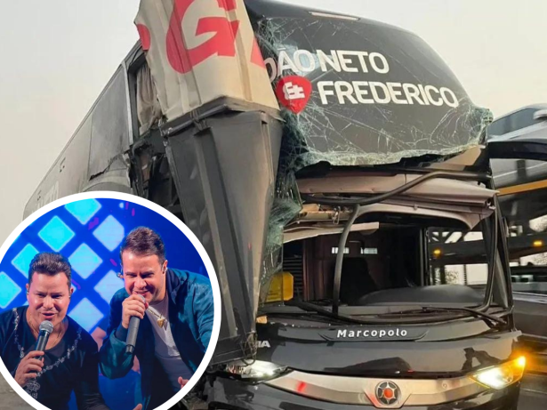 Acidente com ônibus da dupla João Neto e Frederico deixa 4 feridos em MG