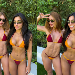 Virginia curte dia de sol de biquini com amiga em mansão de Vini Jr. em Madrid