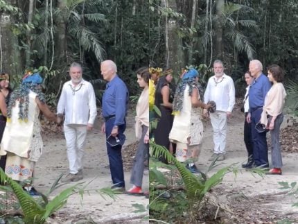 Joe Biden encontra lideranças indígenas na Amazônia e cena viraliza