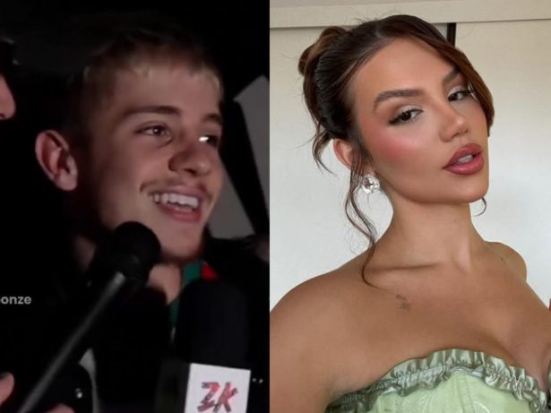 Namorado de Marina Sena, Juliano Floss reage incrédulo com pergunta sobre sua ex, Vivi Wanderley