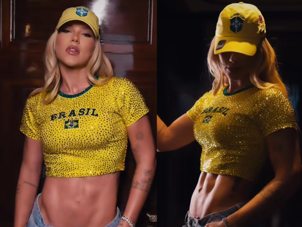 Muito brilho e barriga de fora: Virginia mostra look para estreia do Brasil na Copa