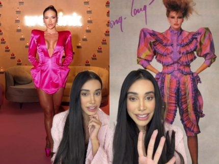 Ombreiras e rosa: Virginia ressignifica ícone dos anos 80 em festa da WePink