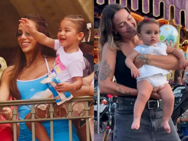Biancardi e Carol Dantas, atual e ex de Neymar, curtem passeio com os filhos na Disney