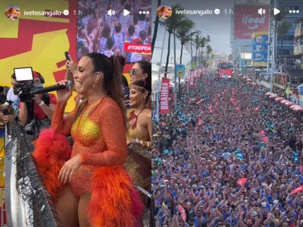 Ivete Sangalo agita multidão em bloco nesta segunda em Salvador