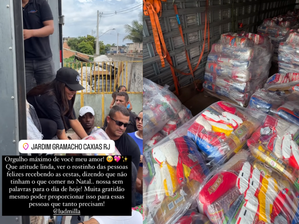 Na véspera de Natal, Ludmilla distribui 16 toneladas de alimentos em comunidade