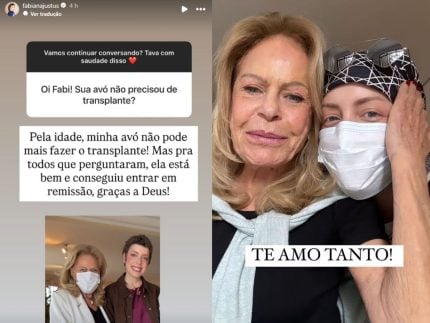 Fabiana Justus celebra remissão de leucemia da avó