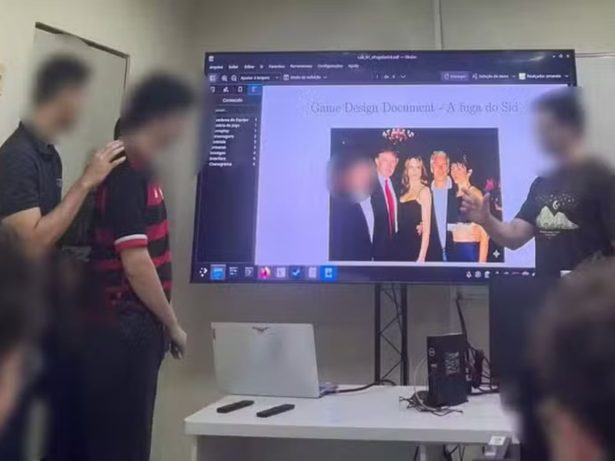 Alunos do ITA criam jogo em que garota de 15 anos foge de 6 homens e utilizam foto de Epstein