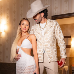 Maria Eduarda e Luan Pereira com roupa branca