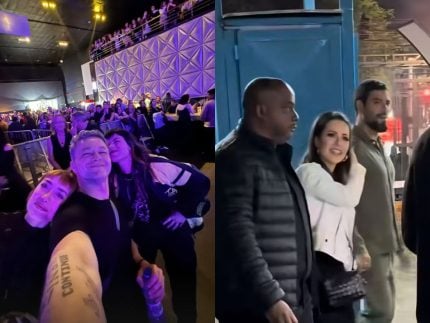 Sandy aparece com o namorado em show que também teve a presença do ex, Lucas Lima