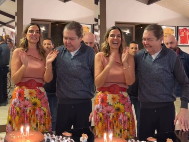 Em rara aparição, Faustão celebra o aniversário da esposa, Luciana Cardoso