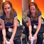 Luciana Gimenez testa limpeza do Japão com meia branca e fica impressionada
