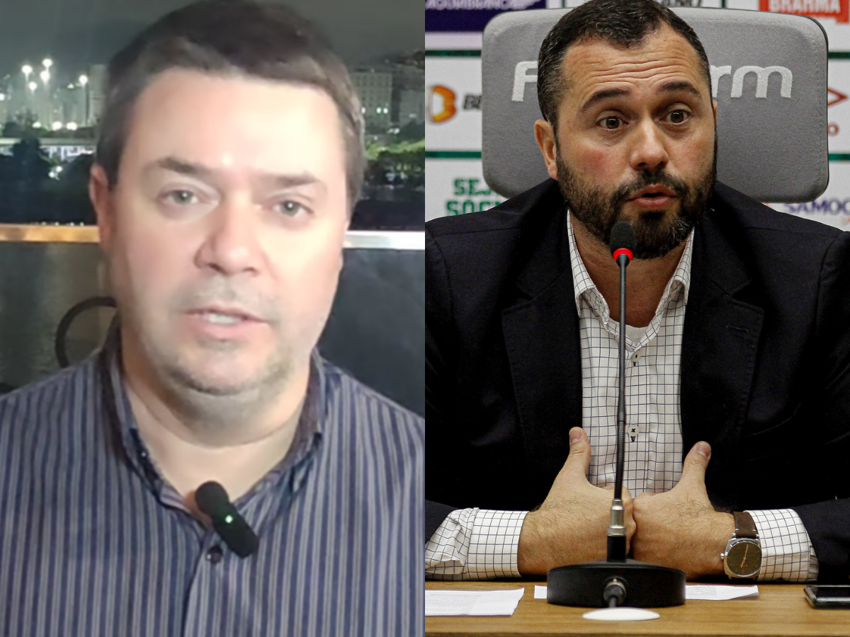Luis Monteagudo (à esquerda) acusou a gestão de Mário Bittencourt (à direita) de gastar o cartão corporativo do clube com fins pessoais / Reprodução