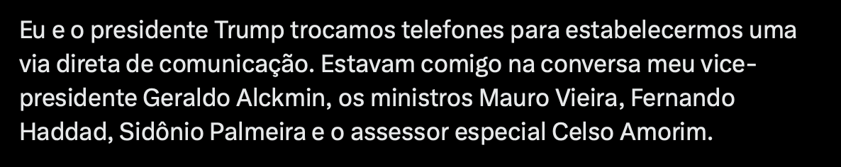 Reprodução / X: @lulaoficial