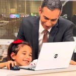 César Tralli mostra momento fofo com a filha nos bastidores do “Jornal Hoje”