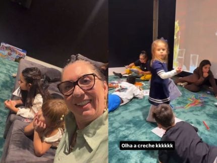 “Olha a creche”: mãe de Virginia mostra netos se divertindo na mansão de Vini Jr.
