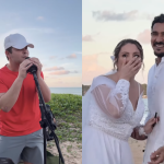 Matheus, dupla de Kauan, surpreende noivos durante casamento na praia
