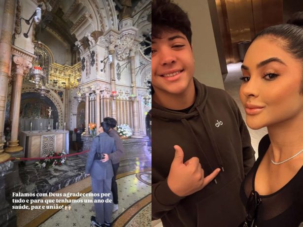 Junto ao filho, Mileide ora e agradece a saúde dele em momento de fé na Espanha: “Falamos com Deus”