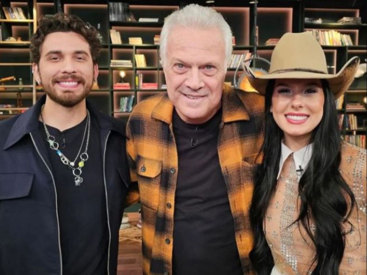 Casal e Bial no Programa conversa com Bial