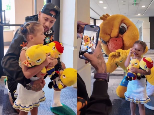 Filha de Neymar, Mavie supera medo do Canarinho Pistola e encanta torcida