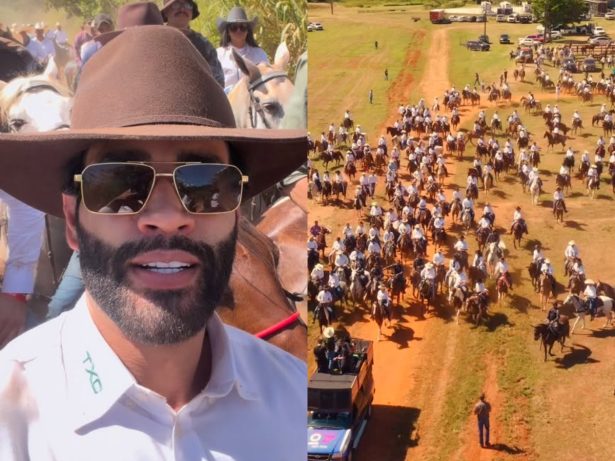 Moda, cavalo e multidão: Gusttavo Lima estreia a “Cavalgada do Embaixador” em Goiânia