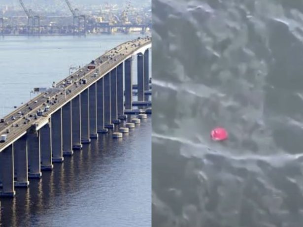 Motoqueiro morre após sofrer acidente na ponte Rio-Niterói e cair no mar