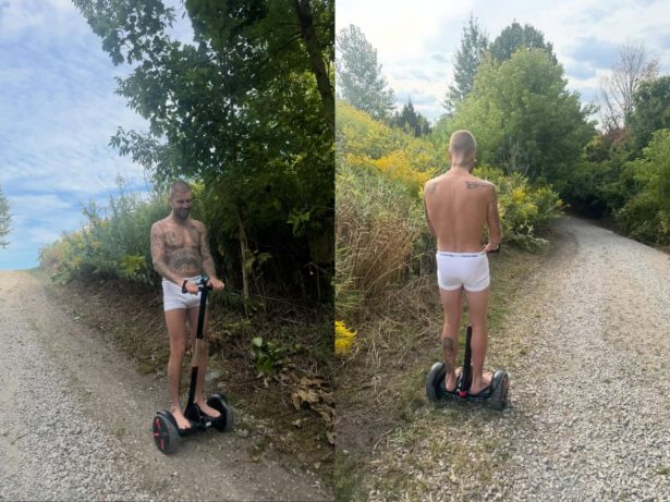 De cueca e patinete: Justin Bieber surpreende fãs ao postar foto passeando
