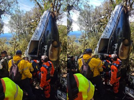 Bombeiros concluem retirada dos corpos das cinco vítimas de queda de helicóptero em SC