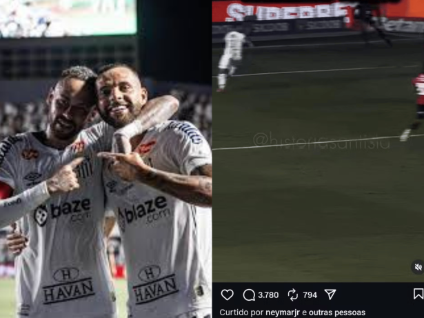 Neymar curte post crítico a atacante do Santos após derrota em casa para o Vitória