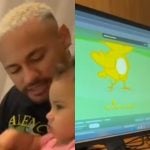 Junto a Mavie, Neymar se diverte com a Galinha Pintadinha. Veja o vídeo!