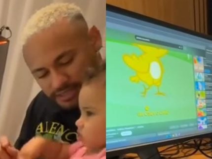 Junto a Mavie, Neymar se diverte com a Galinha Pintadinha. Veja o vídeo!