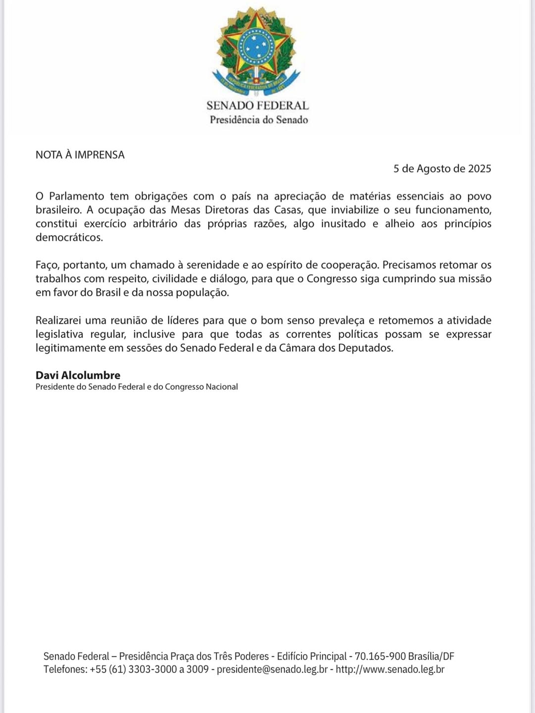 Reprodução: Instagram/@davialcolumbre