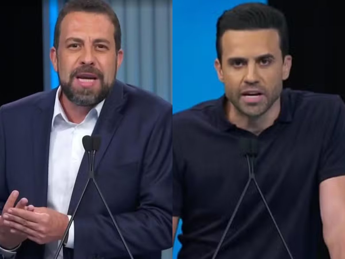 Guilherme Boulos e Pablo Marçal (Foto: Reprodução/TV Globo)
