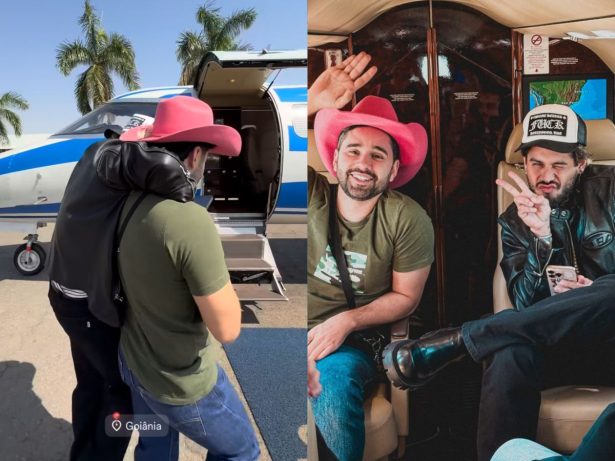 Zé Felipe viaja de jatinho com melhor amigo de Ana Castela e detalhe agita a web