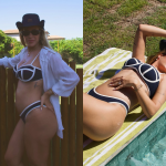 Lore Improta posa com barriguinha de grávida à mostra em dia de piscina e descanso