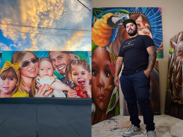 Artista que pintou Virginia e família em mural detalha homenagem, que levou 8 dias