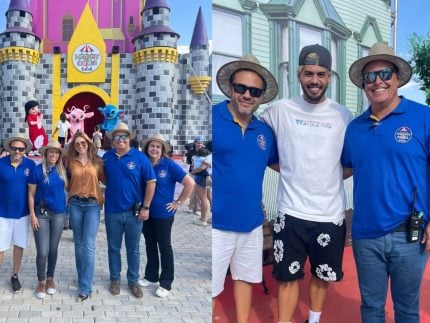 Virginia e Zé Felipe fazem passeio em família com os filhos em parque temático de Goiânia