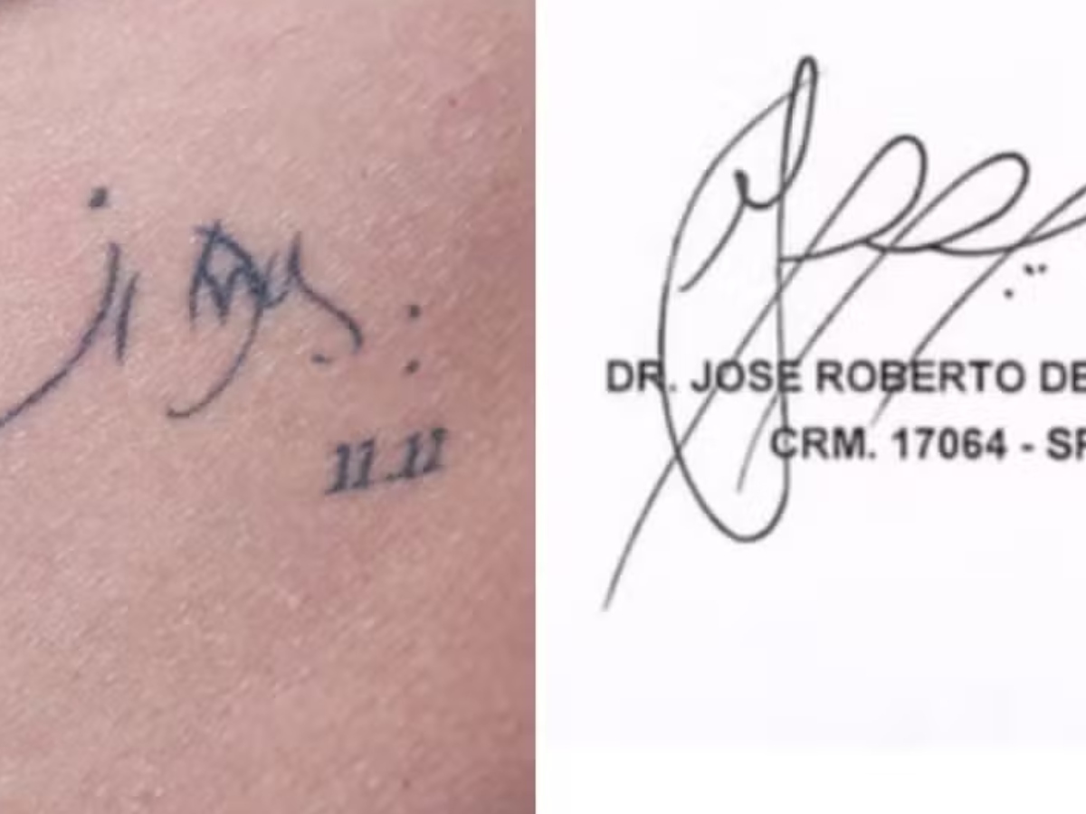 Tattoo com assinatura de José Roberto de Souza (Foto: Reprodução/TV Globo)