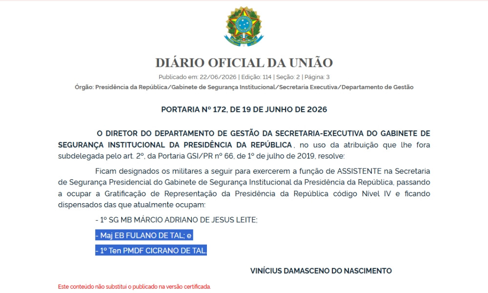 Reprodução: Diário Oficial da União