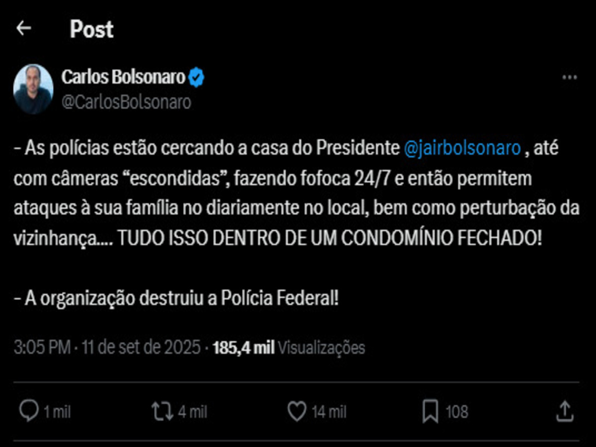 Carlos Bolsonaro atribui condenação do pai a Mauro Cid: “Parabéns” 1 Post Carlos Bolsonaro X 2