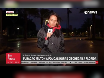 Repórter da GloboNews quase é arrastada ao vivo por ventos do furacão Milton