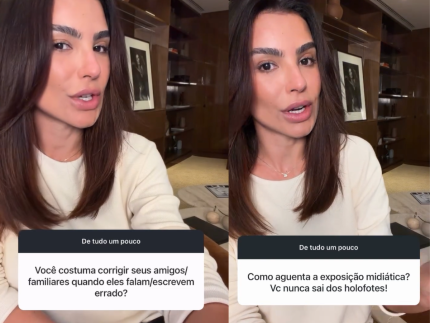 Cíntia Chagas diz ter mania de corrigir pessoas próximas a ela: “Até na hora H”