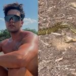 Luan Santana é surpreendido por sucuri em viagem para o Pantanal