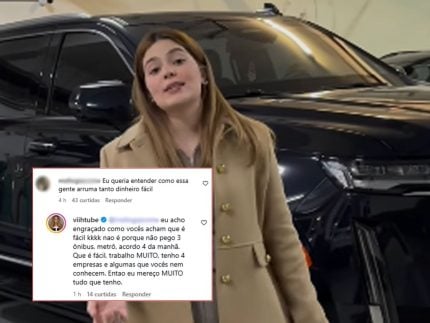 “Trabalho muito”: Viih Tube responde crítica após mostrar carro de luxo