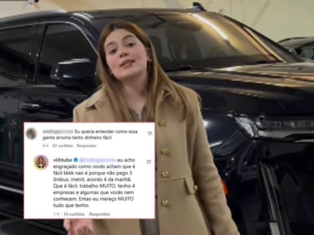 “Trabalho muito”: Viih Tube responde crítica após mostrar carro de luxo