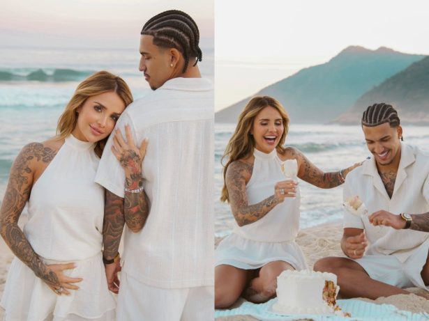 À espera da 1ª filha, Bruna Rotta e o jogador Kauã Elias confirmam término após chá revelação