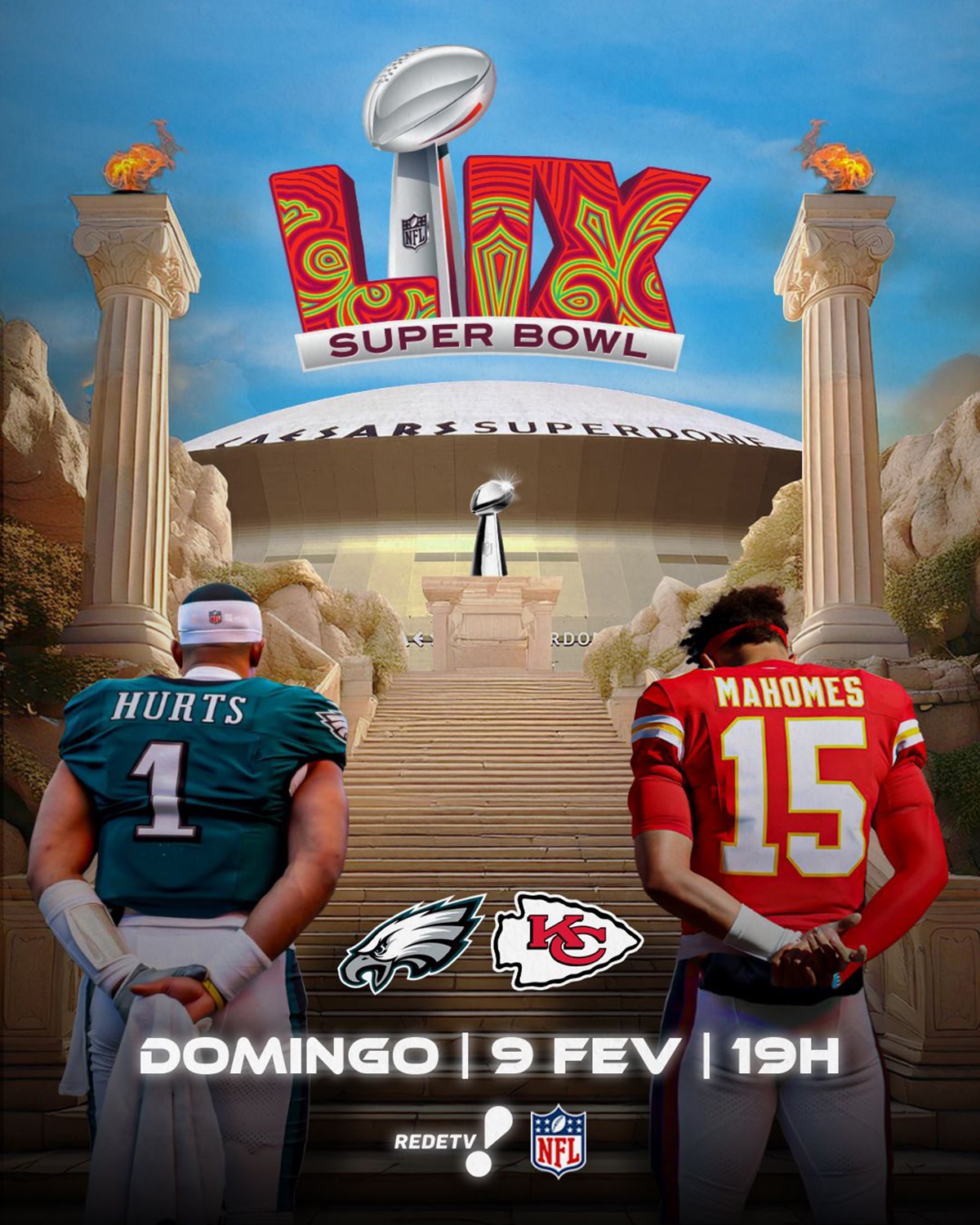 Na RedeTV!, o aquecimento para o Super Bowl começará às 19h / RedeTV!