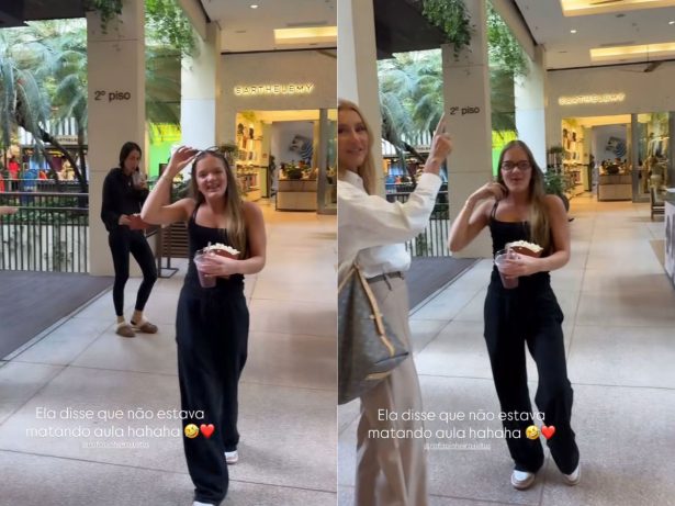 Rafa Justus é flagrada por Ana Paula “matando aula” no shopping e justifica ausência